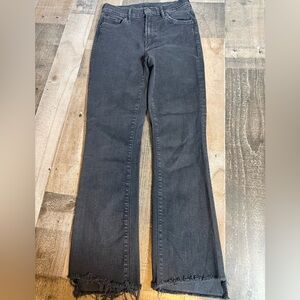 MOTHER Insider Crop Step Fray Jeans 25 Black High Rise Raw Hem